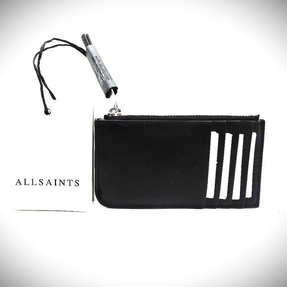 ALLSAINTS Marlborough Genuine Black Leather Wallet - Picture 1 of 6